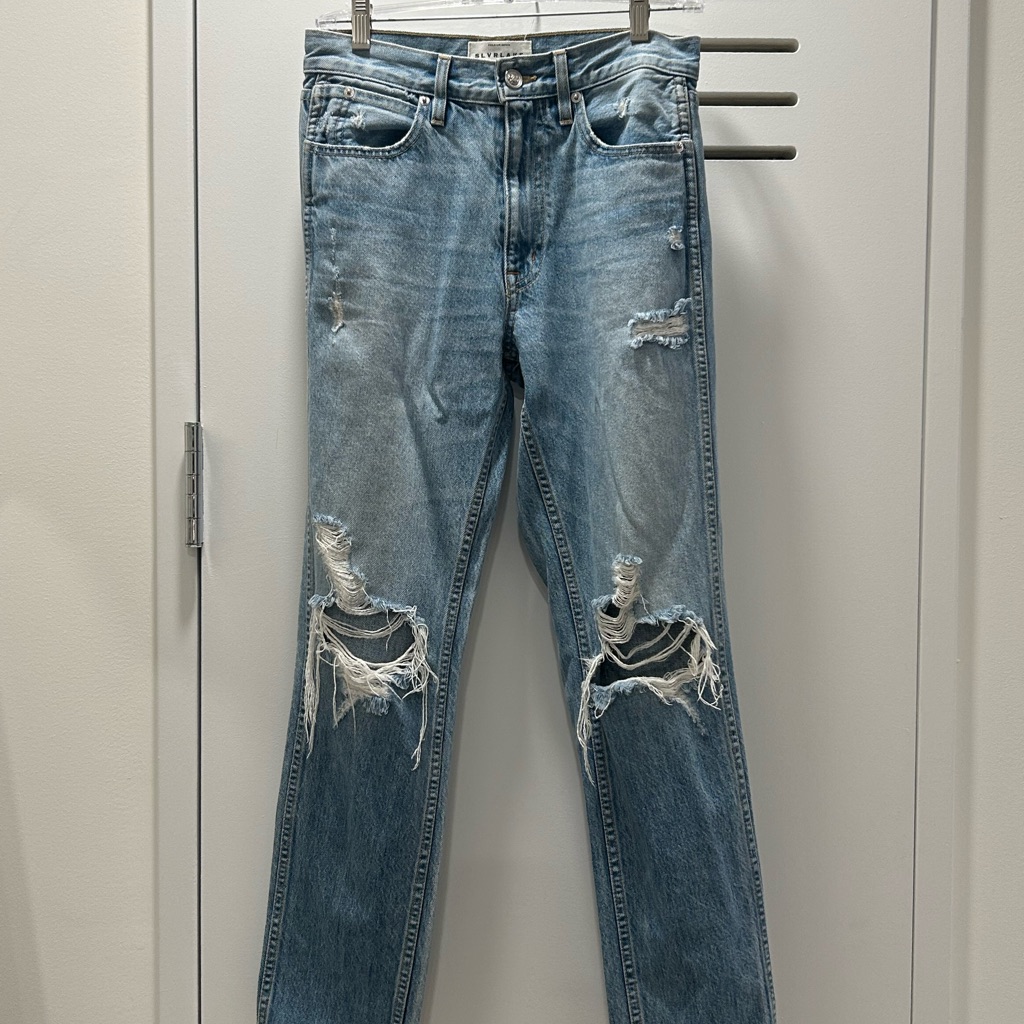 Slvrlake 100% Cotton, Mid-Rise, Straight- Leg Denim Pant.